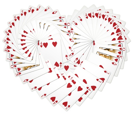My illustration of heart playing cards fanned in a heart shape.の写真素材