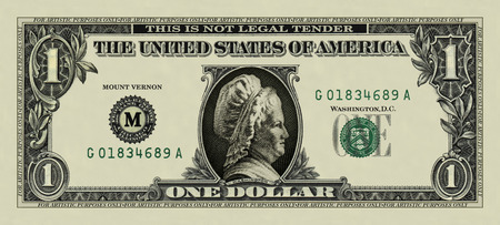 Photo illustration of a dollar bill substituted with Martha Washington