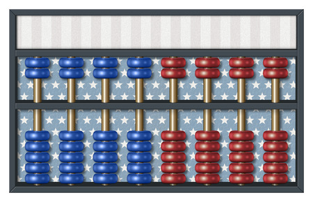 Digital illustration of an abacus to count Republican and Democrat votes. Area for text or title is included.の素材 [FY31037437511]