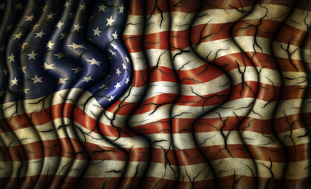 Grungy, cracked, and convoluted flag of the United States.の写真素材