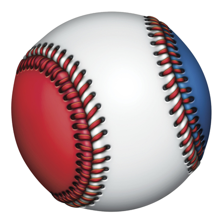 Illustration of a red, white, and blue baseball.の写真素材