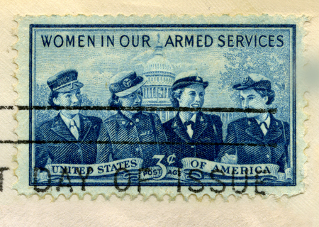 1952 U.S. Postage Stamp commemorating women in the United States armed services. Stamp is from my personal stamp collection.の写真素材