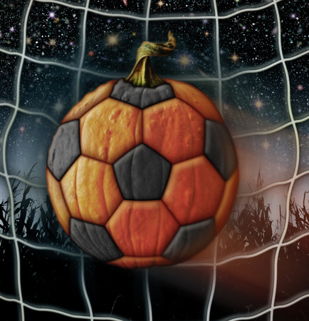 Photo-Illustration of a pumpkin soccer ball.の写真素材