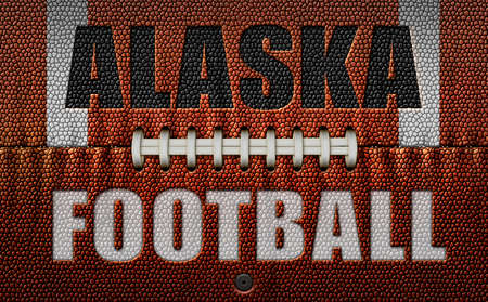 The words, Alaska Football, embossed onto a football flattened into two dimensions. 3D Illustrationの写真素材