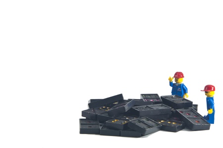 Under Construction Concept, Two men are repairing something.の写真素材