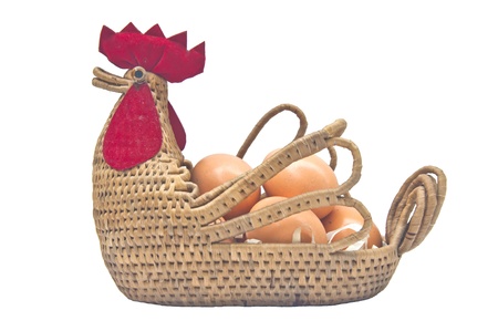 a hen and an egg isolated on white background