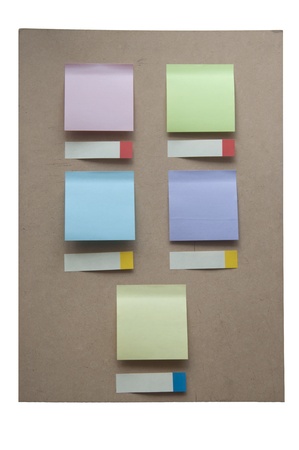 Colorful paper note and tag on the art boardの写真素材