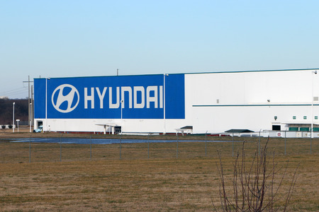 MONTGOMERY, AL-CIRCA JANUARY 2015: Hyundai assembly plant in Montgomery, Alabama.  The plant is one of the highest output auto factories in the United States.のeditorial素材