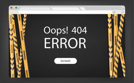 404 site page is not found concept. Error failure landing page for website error/website is under construction. Construction site of website page in illustrator design.のイラスト素材