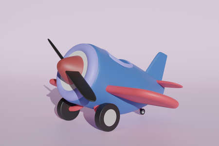3d rendering airplane in blue tone