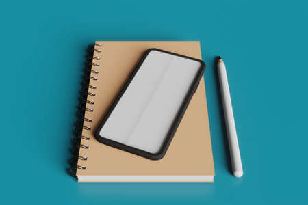 Notebook and mobile phone mockup for scene creatorの写真素材
