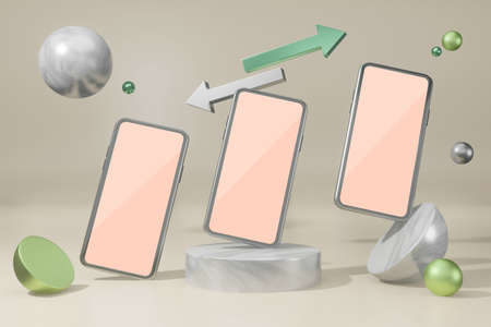 Mobile phone mockup 3d rendering for Scene Creator advertising