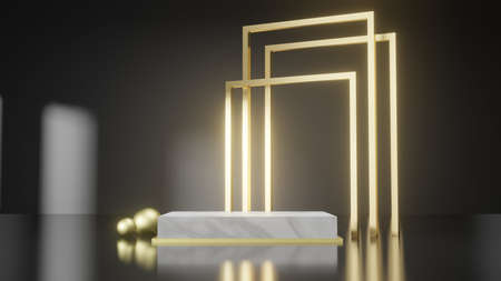 3d rendering empty template podium mockup for product placement