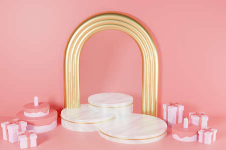 3d rendering empty template podium mockup for product placement