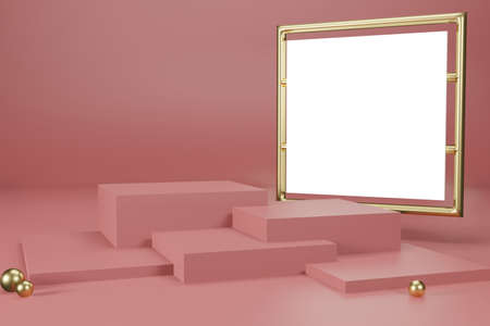 3d rendering empty template podium mockup for product placementの写真素材