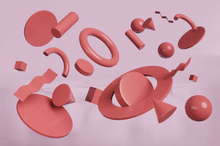 3d rendering illustration abstract background of minimal flying objectの写真素材