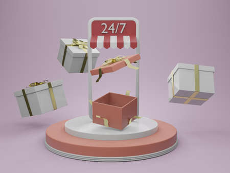 Empty christmas gift  box for product placementの写真素材