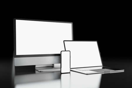 laptop,computer  and mobile phone mockup 3d rendering for Scene Creator