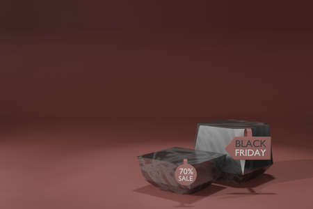 3d rendering empty template podium mockup for product placement blackfriday promotion online...