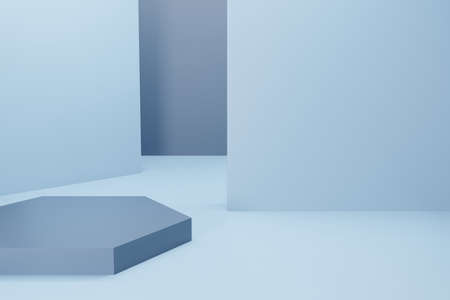 3d rendering empty template podium mockup for product placement