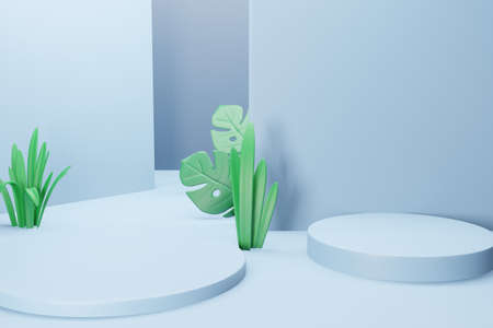 3d rendering empty template podium mockup for product placement