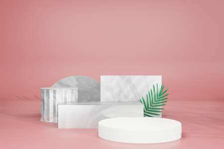 3d rendering empty template podium mockup for product placement