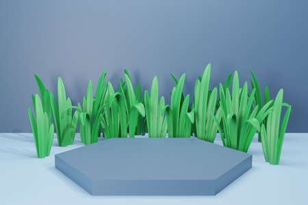 3d rendering empty template podium mockup for product placementの写真素材