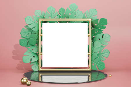 3d rendering empty template white frame mockup for product placementの写真素材