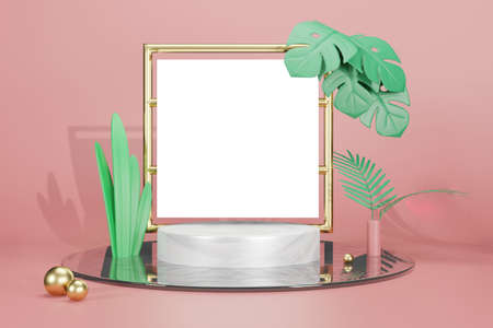 3d rendering empty template white frame mockup for product placement