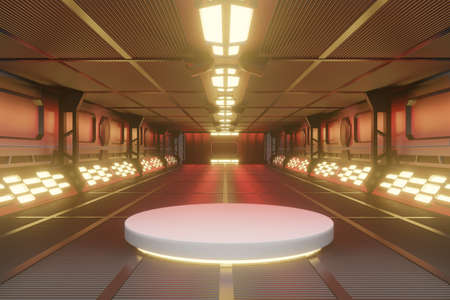 3d rendering illustration of high technology modern space pathway. space shuttle pathway hallway