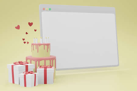 3d rendering illustration of empty webpage for product placement in minimal design in...