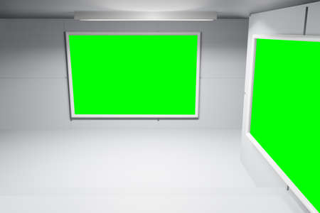 3d rendering Billboard, Advertising display board in the hallway inside underground or subway station. view inside train station with stairsの写真素材