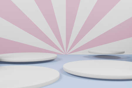3d rendering illustration of summer template podium stage display showcase for product placement in minimal design.の写真素材