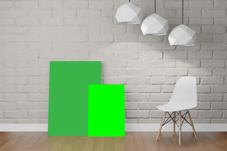 3d rendering illustration of frame poster frame mockup in modern interior background, living room or placing flyer or advertising designの写真素材