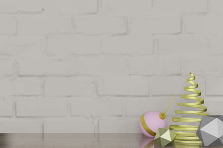 3d rendering illustration of interior room mockup background in christmas new year themeの写真素材