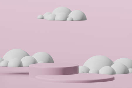 3d rendering illustration of podium stage display showcase for product placement in minimal design.の写真素材
