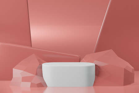 3d rendering illustration of podium stage display showcase for product placement in minimal design.の写真素材