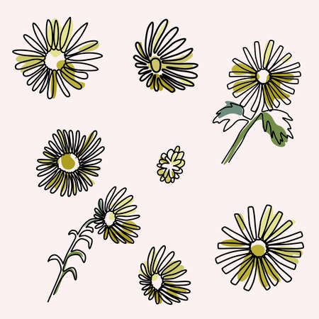 set of one line art of botanical flower in minimal designのイラスト素材
