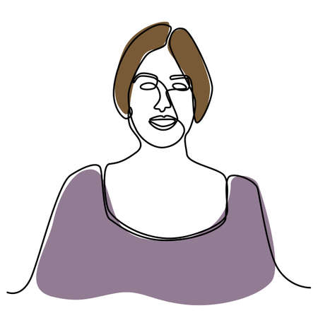 continuous one line hand drawing of woman face line art feminine isolated for decorationのイラスト素材