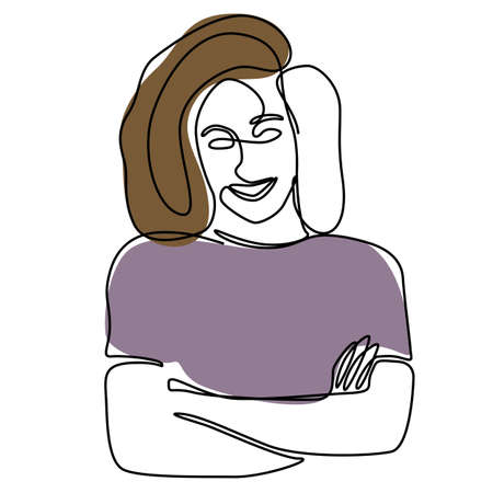continuous one line hand drawing of woman face line art feminine isolated for decorationのイラスト素材