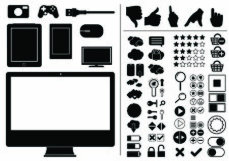 Black UI Icons and buttons Hardwareのイラスト素材
