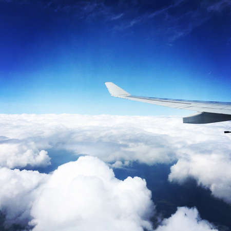 A beautiful clear blue sky from airplaneの素材