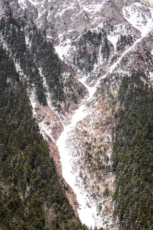 mountain in snowの写真素材