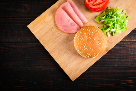 Hamburger makingの写真素材