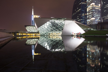 Guangzhou,China - Oct,13,2015:Cityscape of the Guangzhou opera at night.のeditorial素材