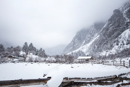 Country in snowの写真素材