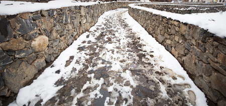 Snow day in countrysideの写真素材
