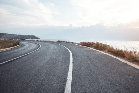 highway beside the seaの写真素材