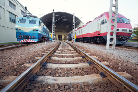 locomotives on the railroadのeditorial素材