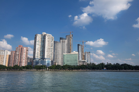 building beside the riverの写真素材